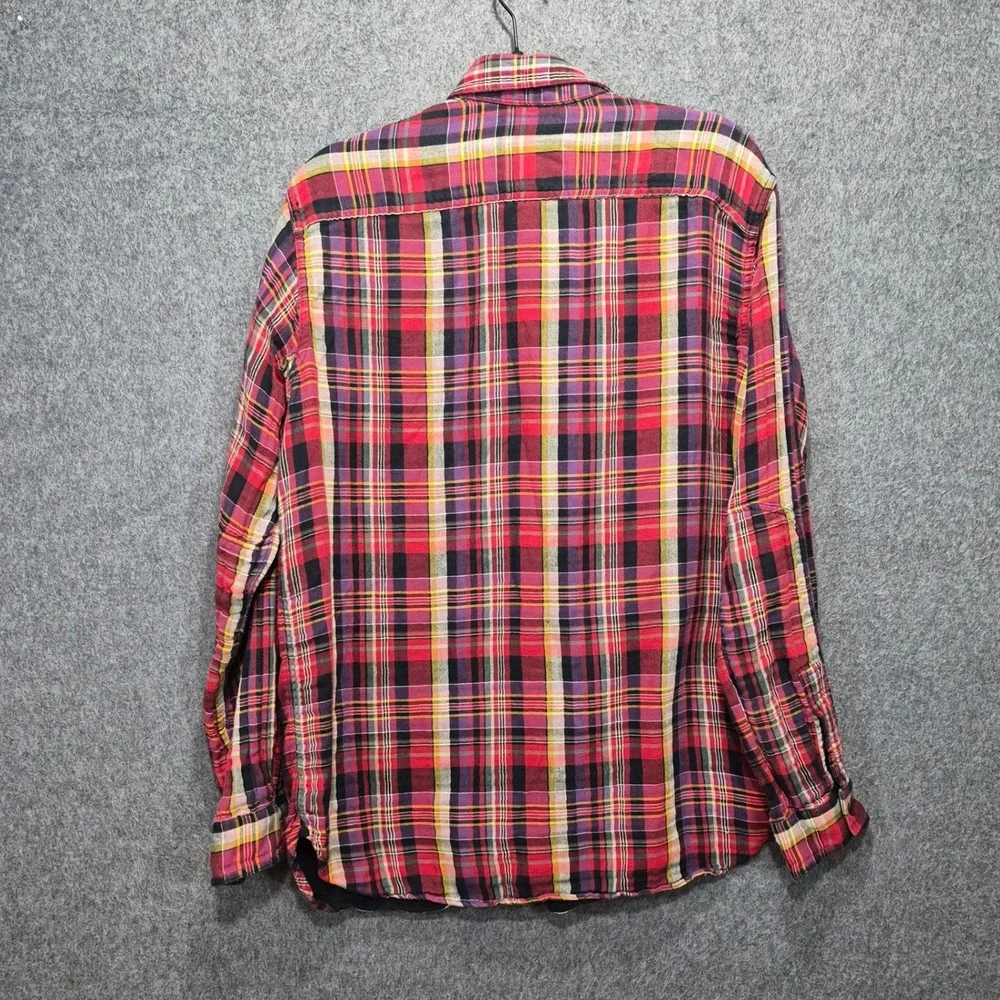 Vtg 90s Polo By Ralph Lauren Lined Flannel Shirt L Plaid 100% Cotton Preppy
